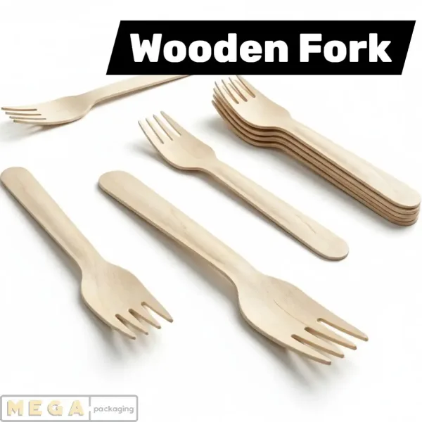 Wooden Fork x1000 birchwood cutlery 6.3 inch eco-friendly biodegradable 1000 pack bulk wholesale catering restaurant sustainable